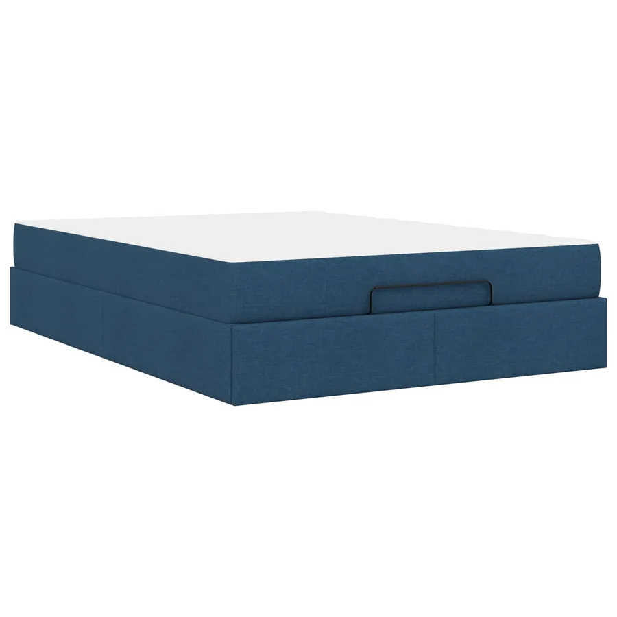 Cadre de lit avec matelas 2 pcs Bleu tissu - 9
