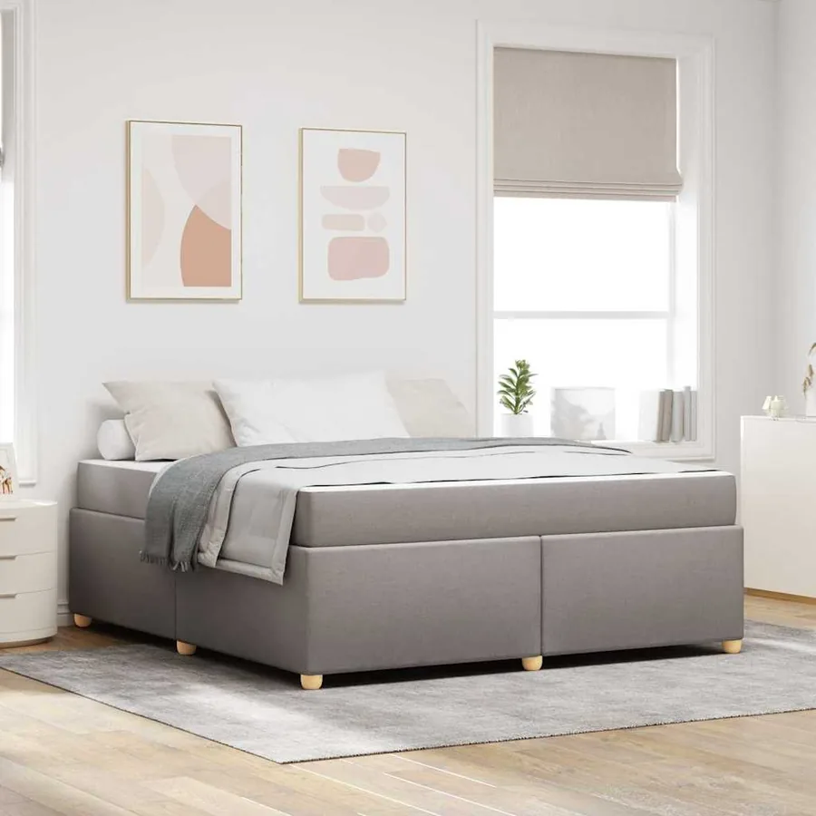 Cadre de lit avec matelas Taupe 180 x 200 cm tissu