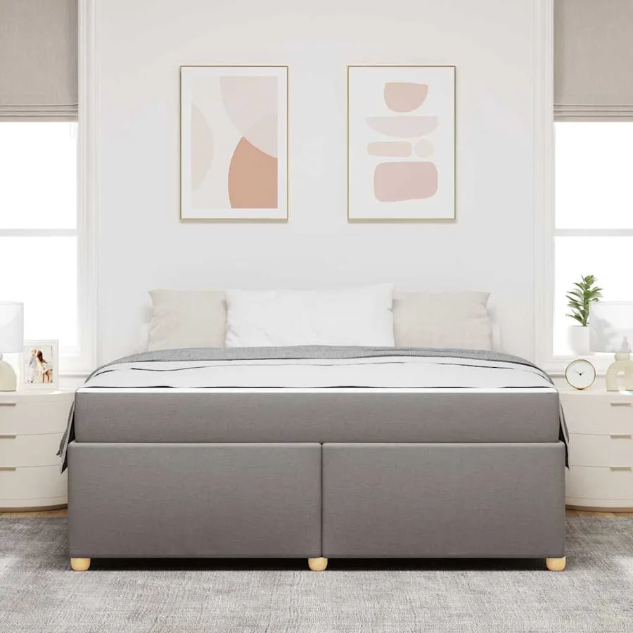 Cadre de lit avec matelas Taupe 180 x 200 cm tissu - 3