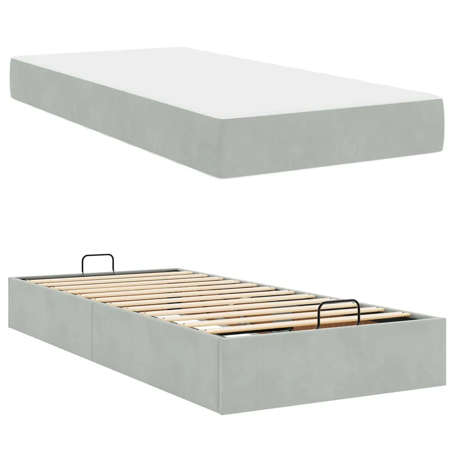 Cadre de lit avec matelas 2 pcs Gris clair Velours - 5