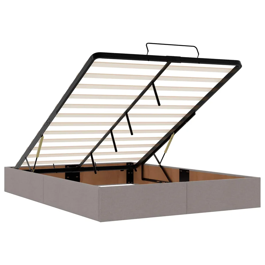 Cadre de lit avec matelas 2 pcs Taupe tissu - 12