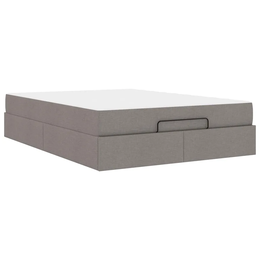 Cadre de lit avec matelas 2 pcs Taupe tissu - 2