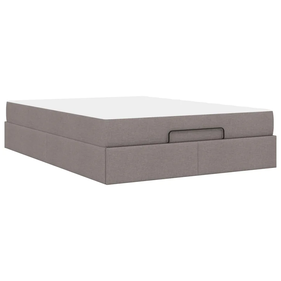Cadre de lit avec matelas 2 pcs Taupe tissu - 9