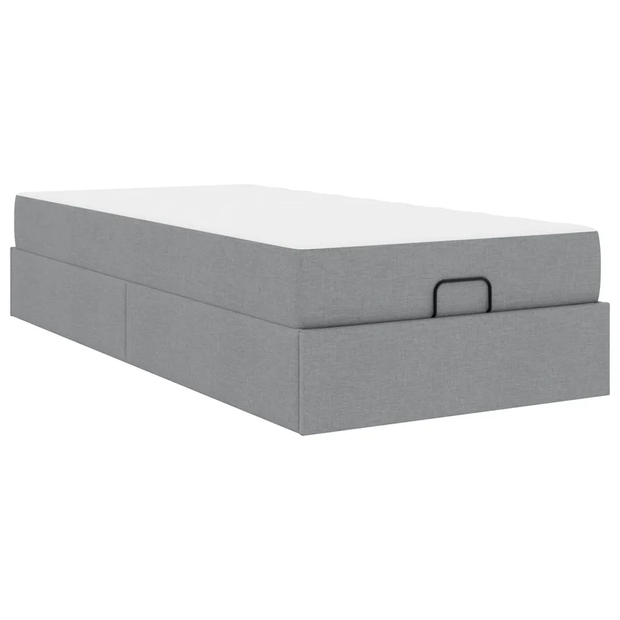 Cadre de lit avec matelas 2 pcs Gris clair tissu - 2