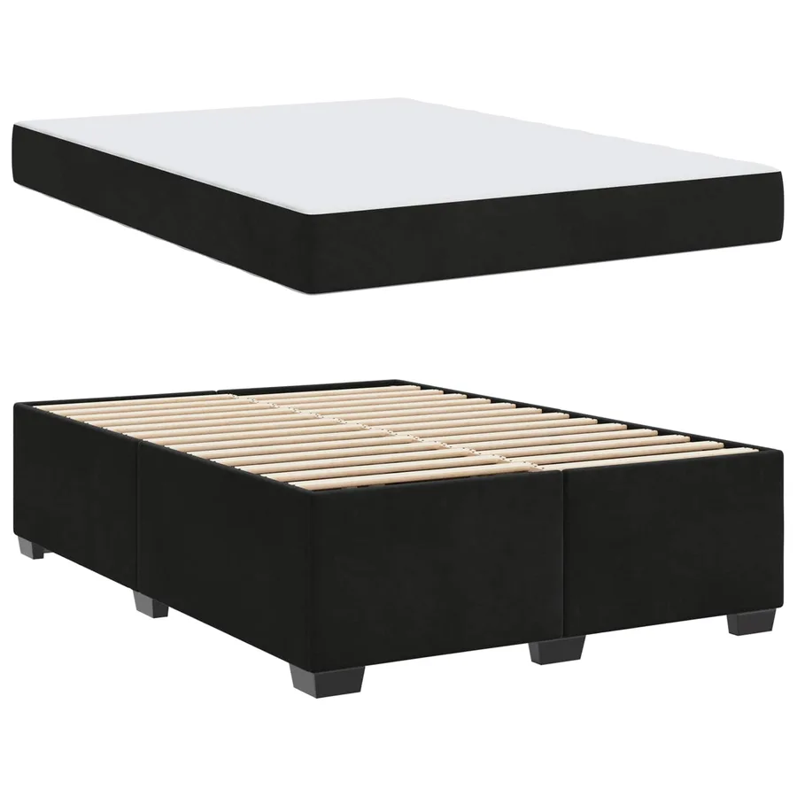 Cadre de lit avec matelas Noir 140 x 200 cm tissu - 5