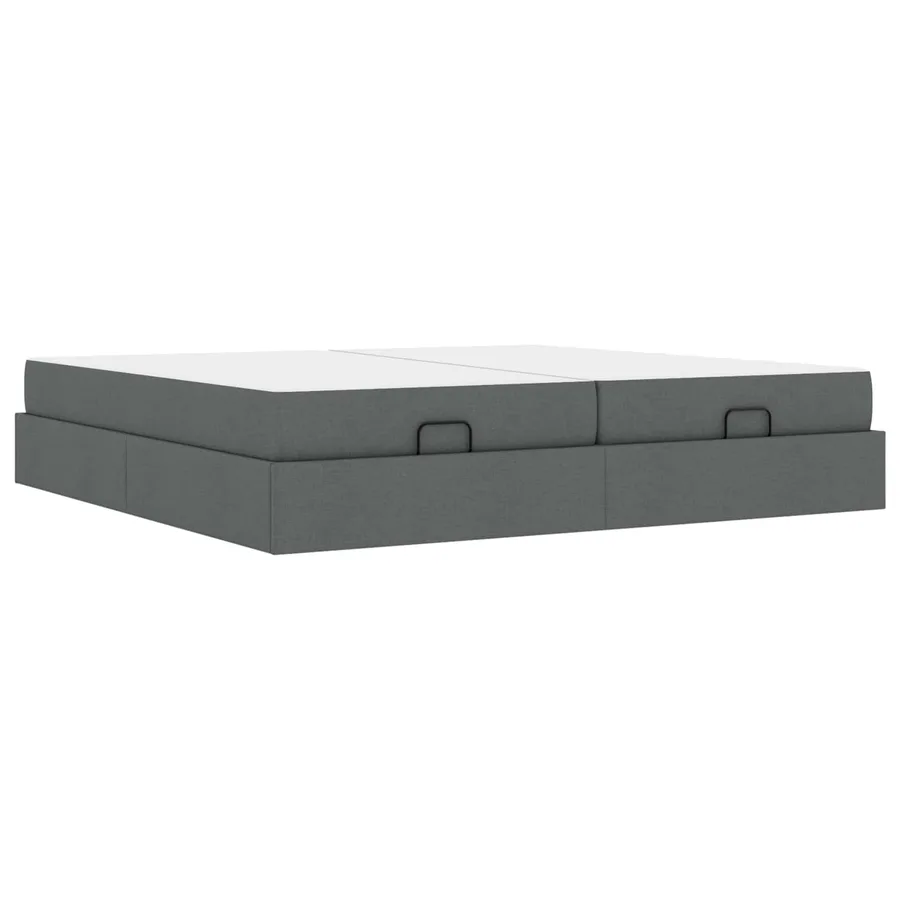 Cadre de lit avec matelas avec matelas 2 pcs Gris Foncé tissu - 2