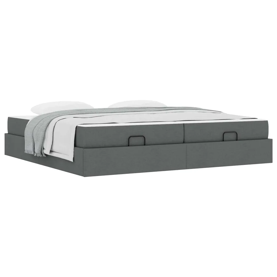 Cadre de lit avec matelas avec matelas 2 pcs Gris Foncé tissu - 3