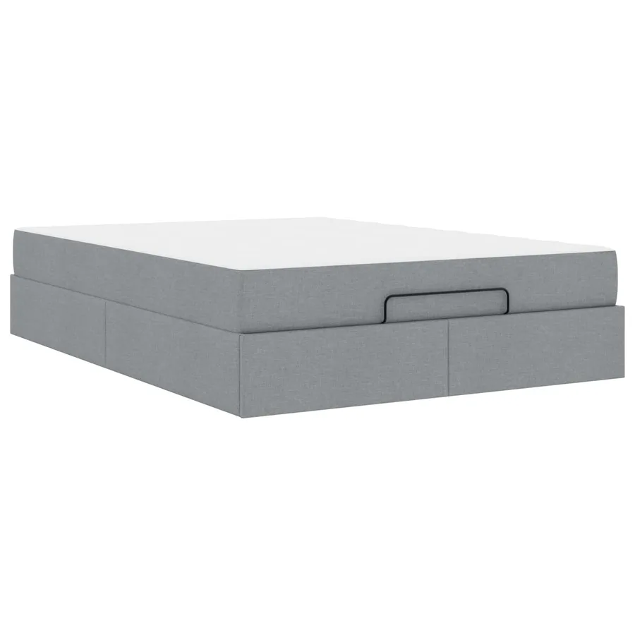 Cadre de lit avec matelas 2 pcs Gris clair tissu - 2