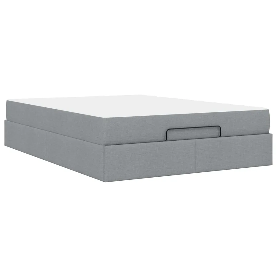 Cadre de lit avec matelas 2 pcs Gris clair tissu - 9