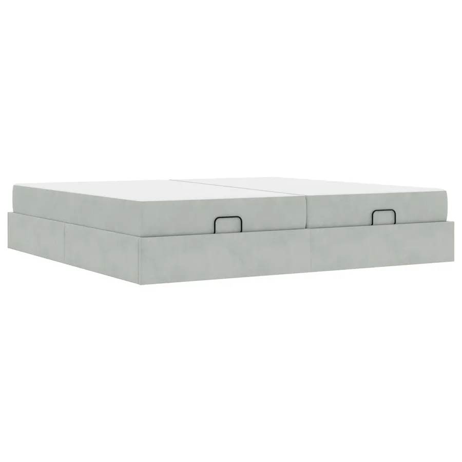 Cadre de lit avec matelas avec matelas 2 pcs Gris clair Velours - 2