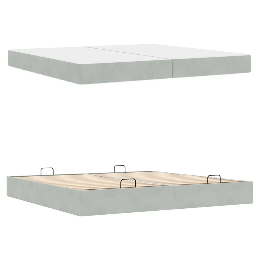 Cadre de lit avec matelas avec matelas 2 pcs Gris clair Velours - 4