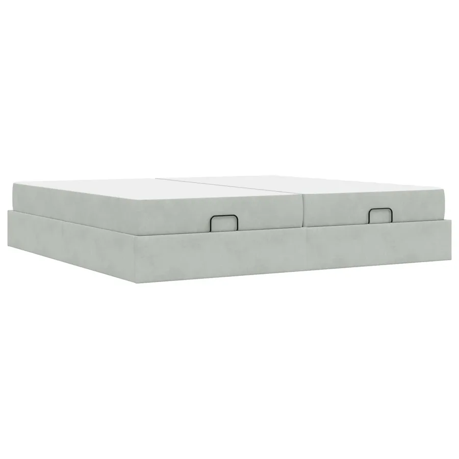 Cadre de lit avec matelas avec matelas 2 pcs Gris clair Velours - 7