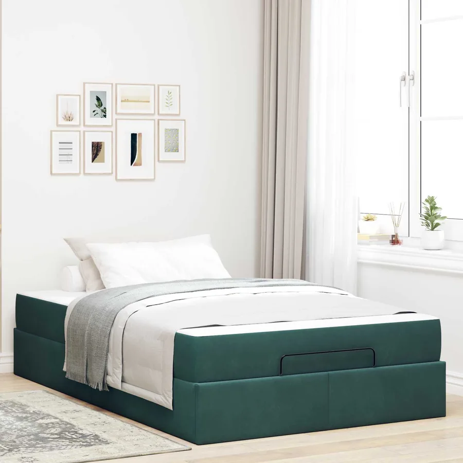 Cadre de lit avec matelas 2 pcs Vert Velours