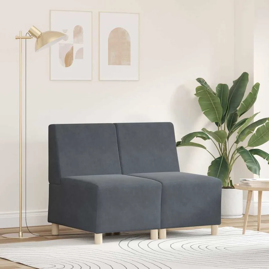 Unité de Sofa Modulaire Sans Accoudoirs 2 pcs Gris foncé