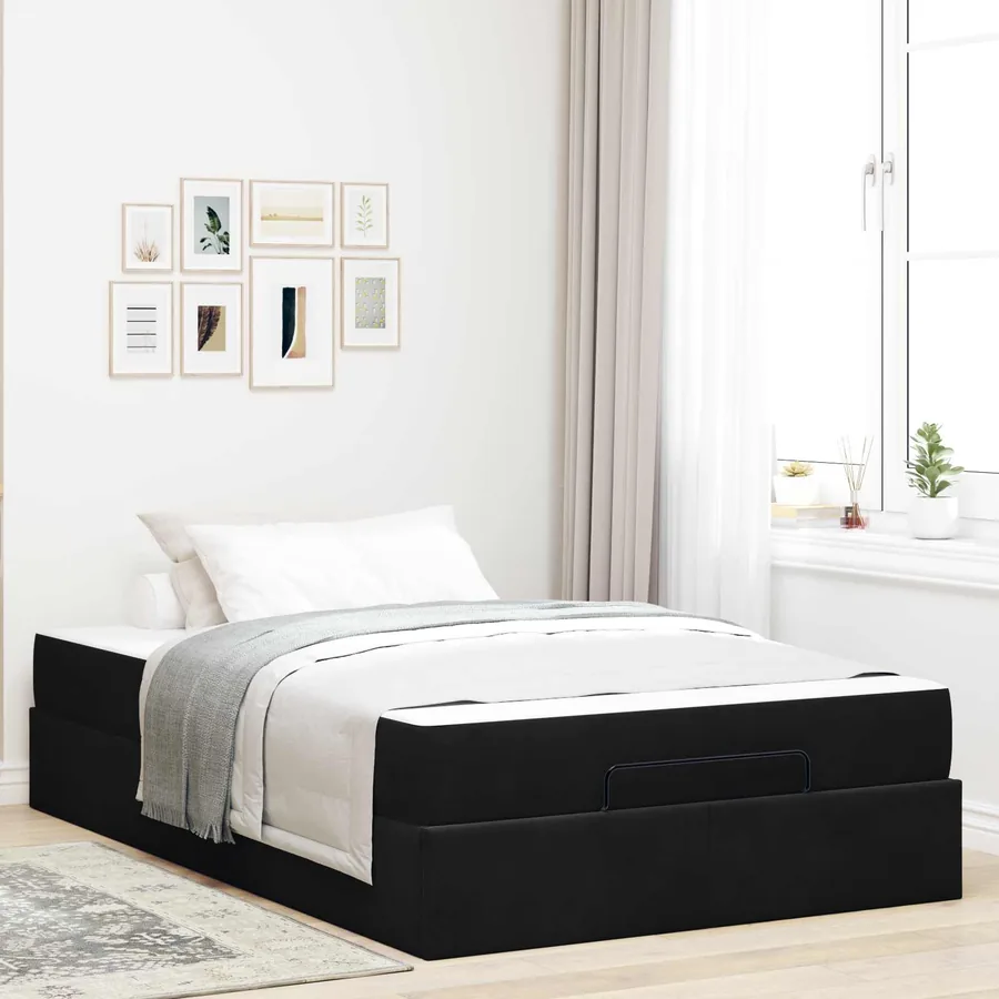 Cadre de lit avec matelas 2 pcs Noir Velours