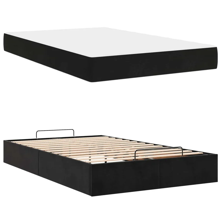 Cadre de lit avec matelas 2 pcs Noir Velours - 5