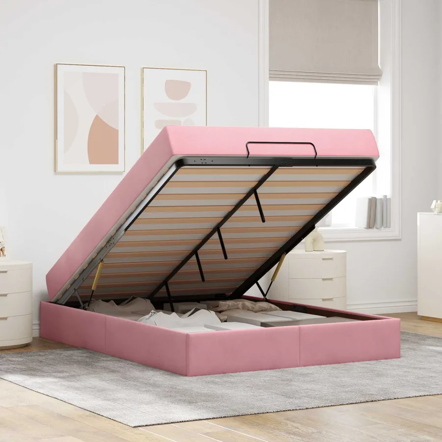 Cadre de lit avec matelas 2 pcs Rose Velours - 4