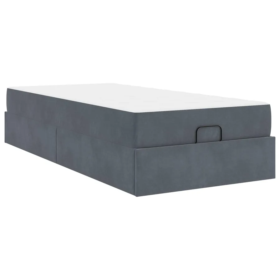 Cadre de lit avec matelas 2 pcs Gris Foncé Velours - 2