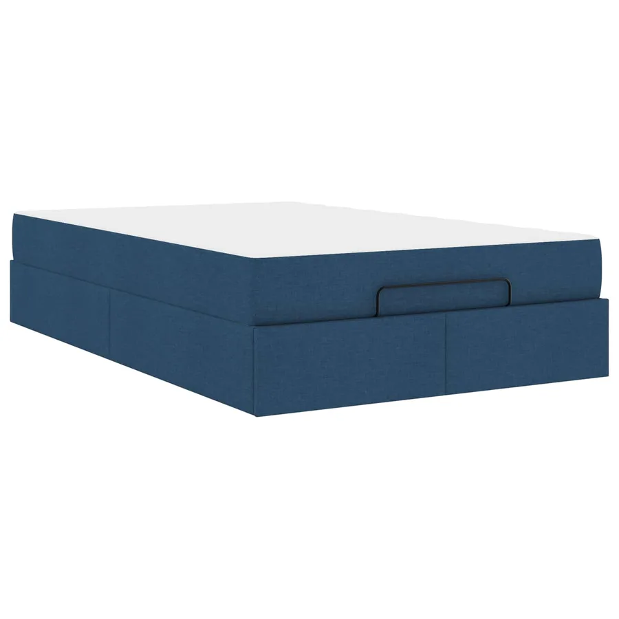 Cadre de lit avec matelas 2 pcs Bleu tissu - 2