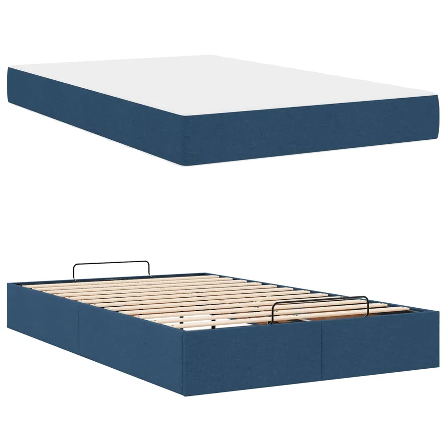 Cadre de lit avec matelas 2 pcs Bleu tissu - 5
