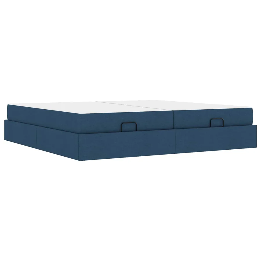 Cadre de lit avec matelas avec matelas 2 pcs Bleu tissu - 2