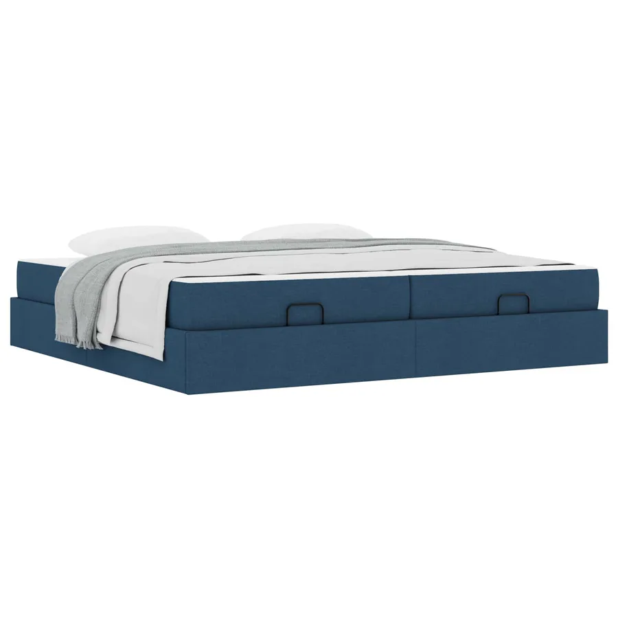 Cadre de lit avec matelas avec matelas 2 pcs Bleu tissu - 3