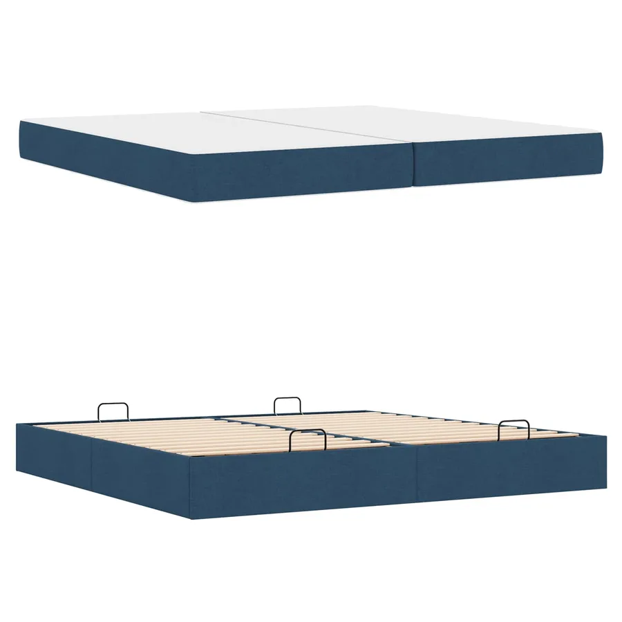 Cadre de lit avec matelas avec matelas 2 pcs Bleu tissu - 5