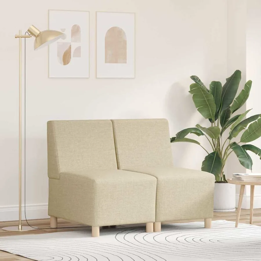Unité de Sofa Modulaire Sans Accoudoirs 2 pcs Crème