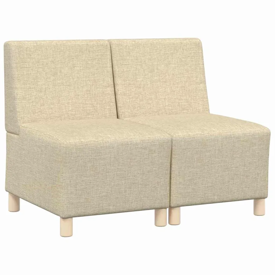 Unité de Sofa Modulaire Sans Accoudoirs 2 pcs Crème - 2