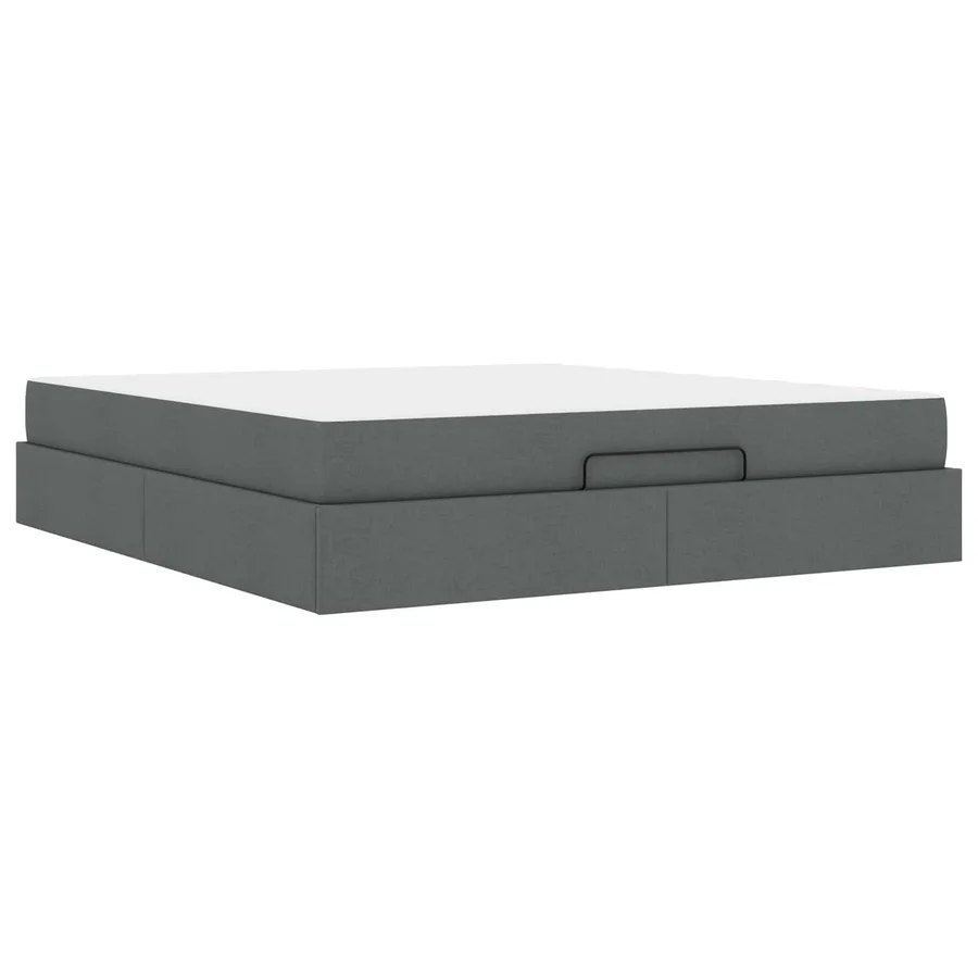 Cadre de lit avec matelas 2 pcs Gris Foncé tissu - 2