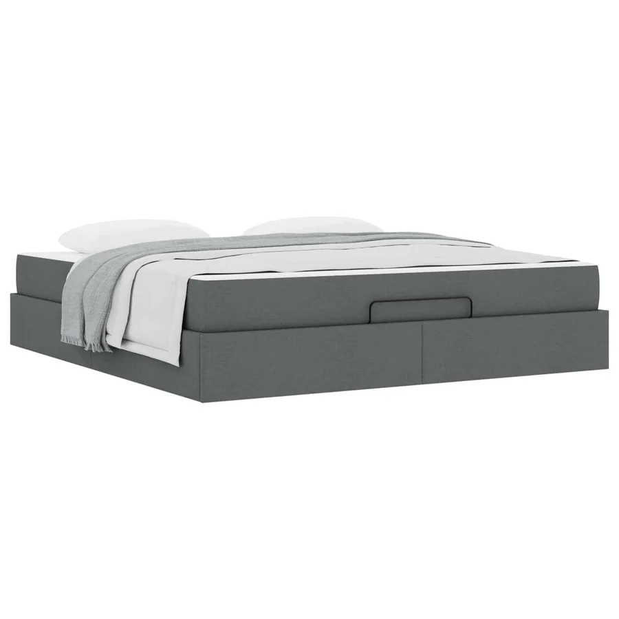 Cadre de lit avec matelas 2 pcs Gris Foncé tissu - 3