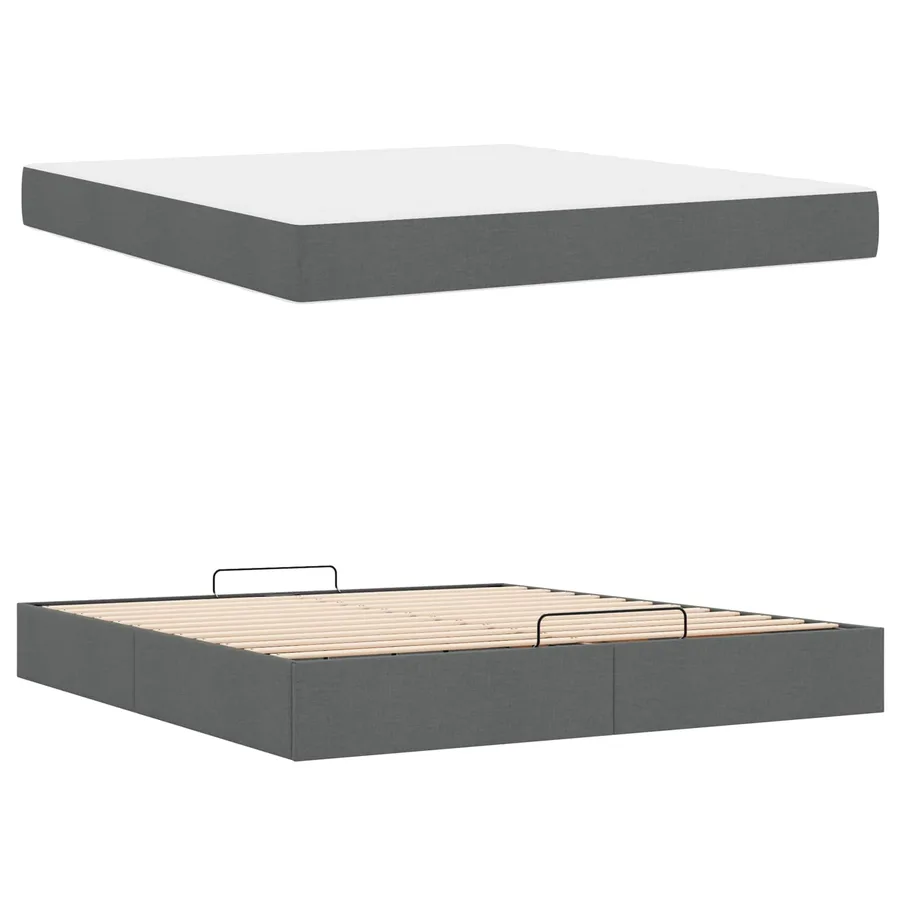 Cadre de lit avec matelas 2 pcs Gris Foncé tissu - 5