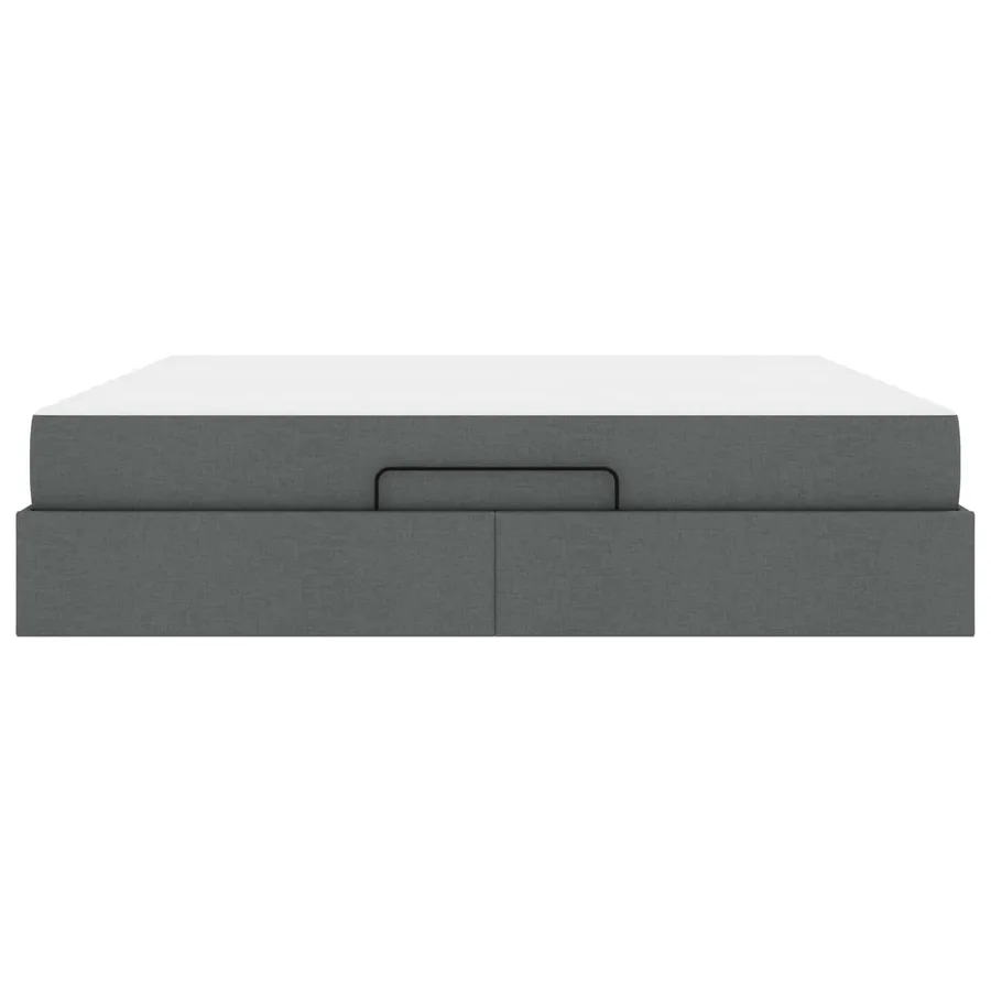 Cadre de lit avec matelas 2 pcs Gris Foncé tissu - 6