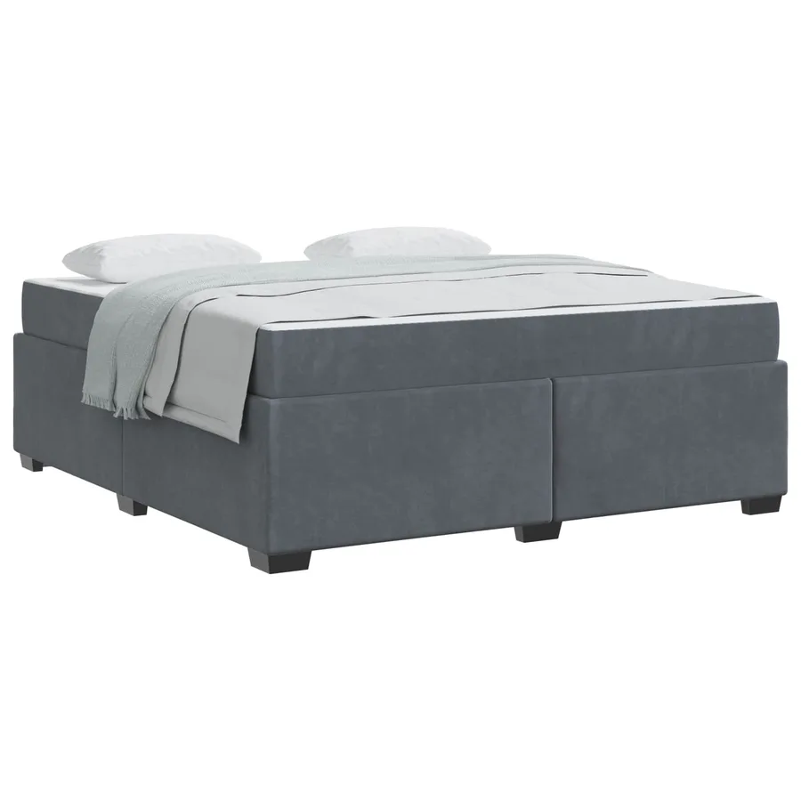 Cadre de lit avec matelas Gris foncé 180 x 200 cm tissu - 2