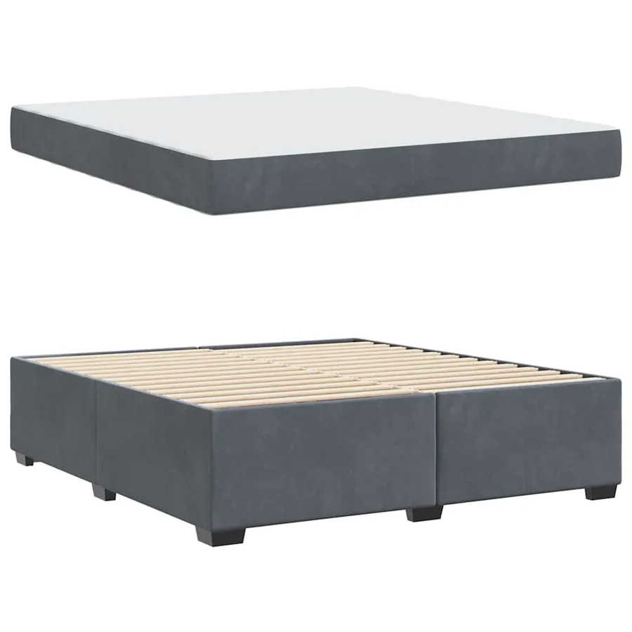 Cadre de lit avec matelas Gris foncé 180 x 200 cm tissu - 4