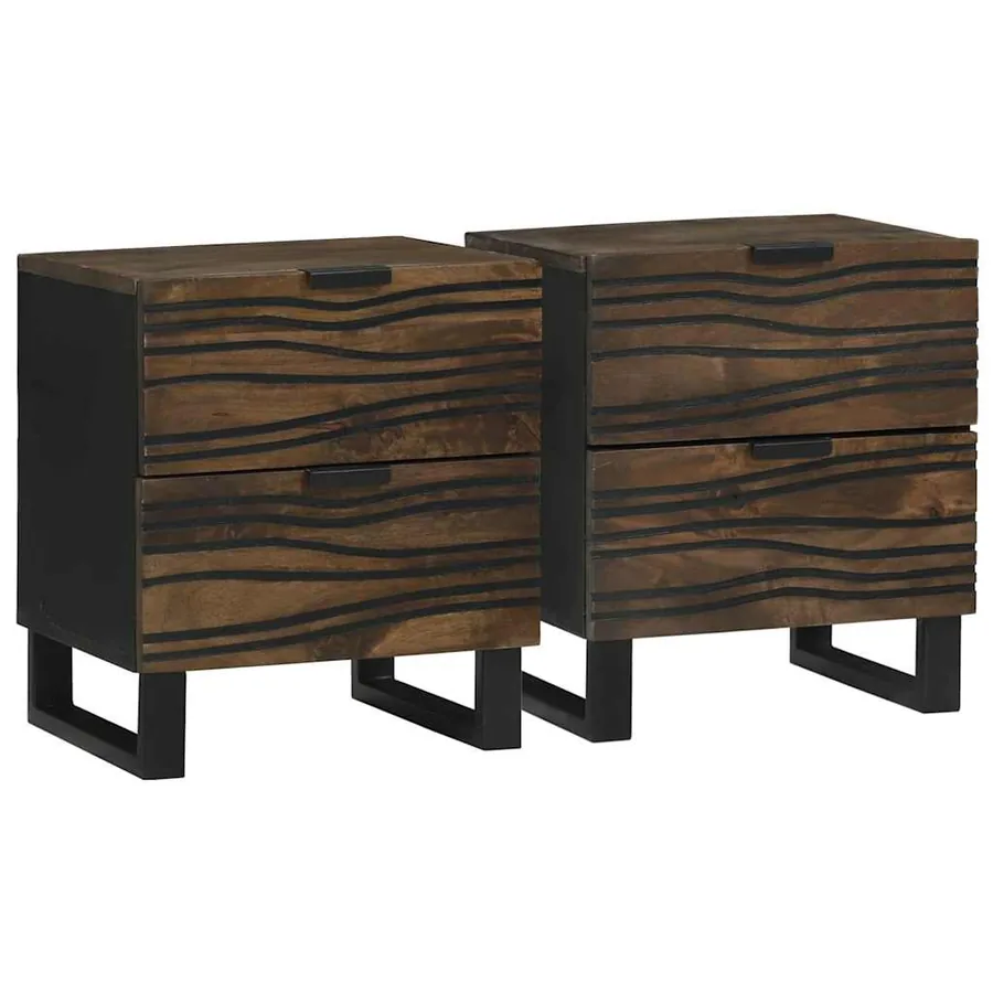 Table de chevet 2 pcs Noyer 40 x 33 x 46 cm Bois d'ingénierie