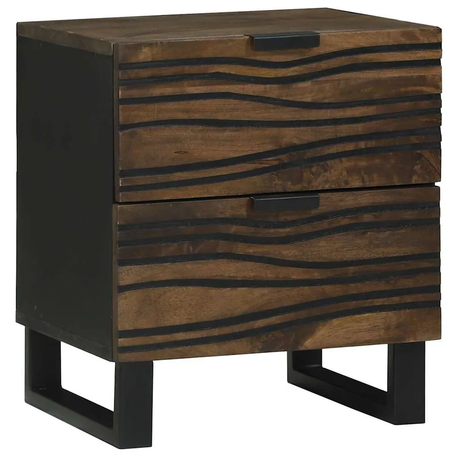 Table de chevet 2 pcs Noyer 40 x 33 x 46 cm Bois d'ingénierie - 3