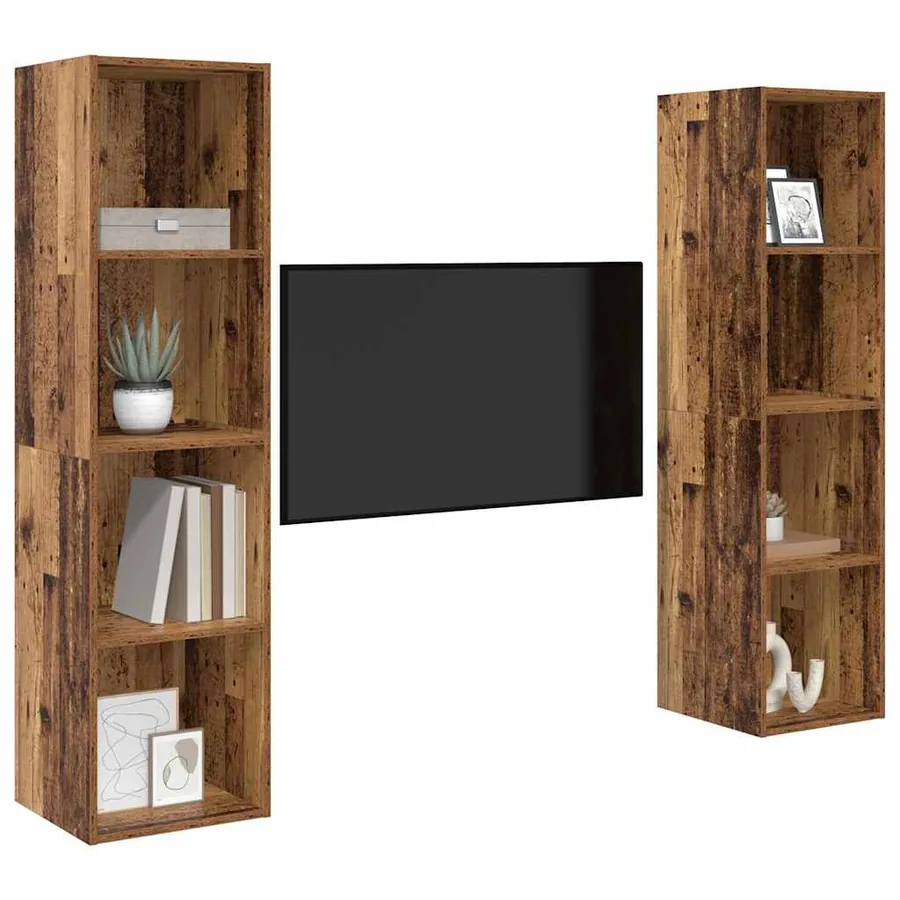 Ensemble meuble TV 2 pcs Marron 37 x 37 x 142,5 cm - 3
