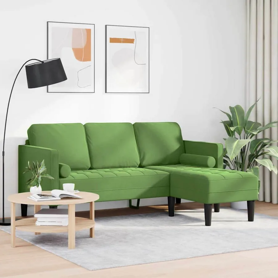 Ensemble de Canapés avec coussin Vert clair Polyester - 3