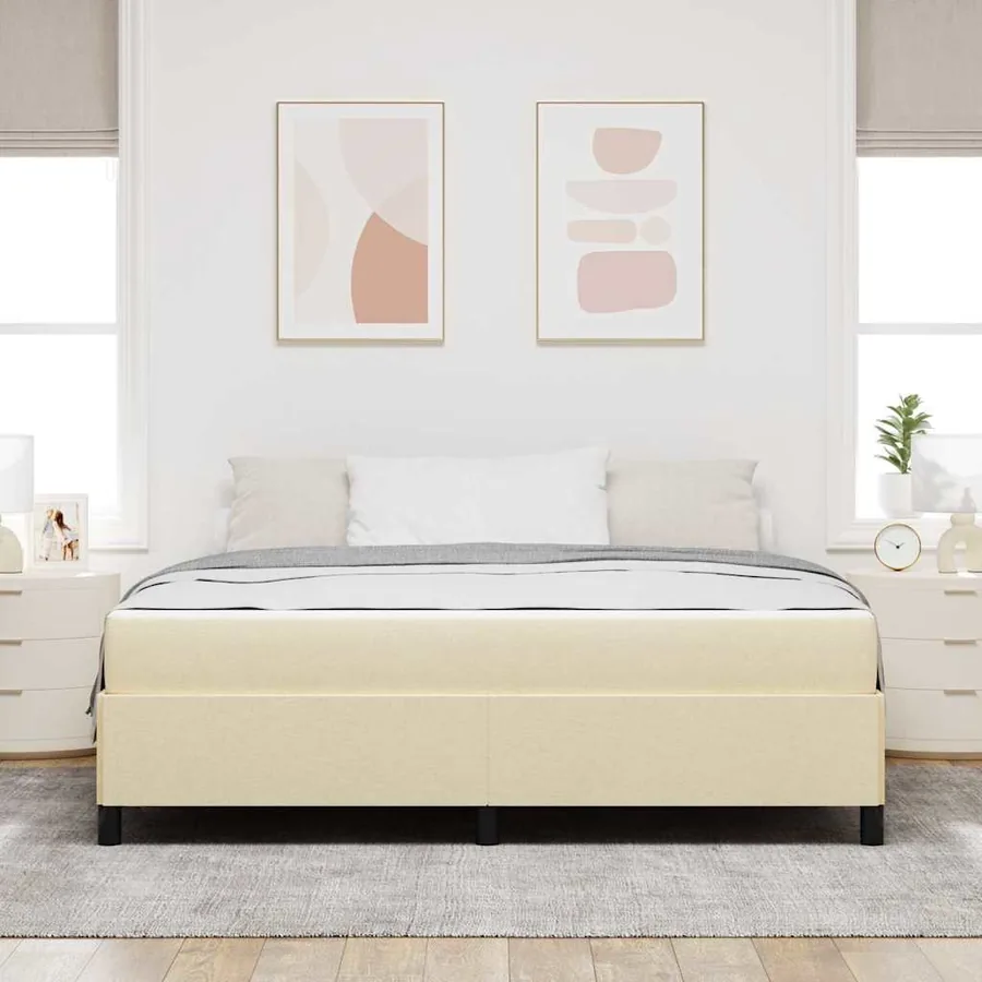 Lit à ressorts Crème 180 x 200 cm tissu - 3