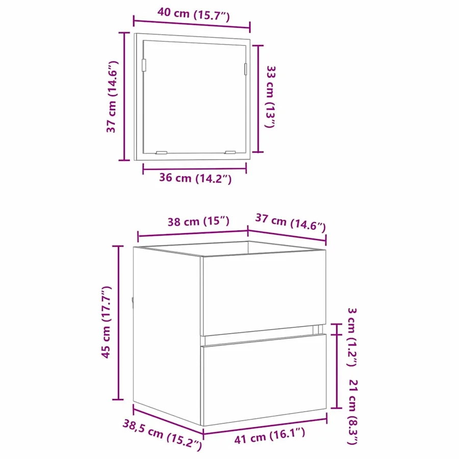 Cabinet de salle de bain Chêne artisanal 41 x 38,5 x 45 cm - 17