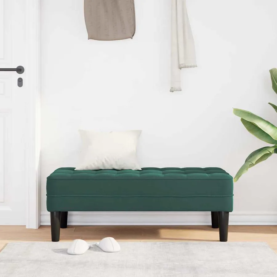 banc avec coussin Vert foncé 113 x 57 x 39 cm Velours - 3