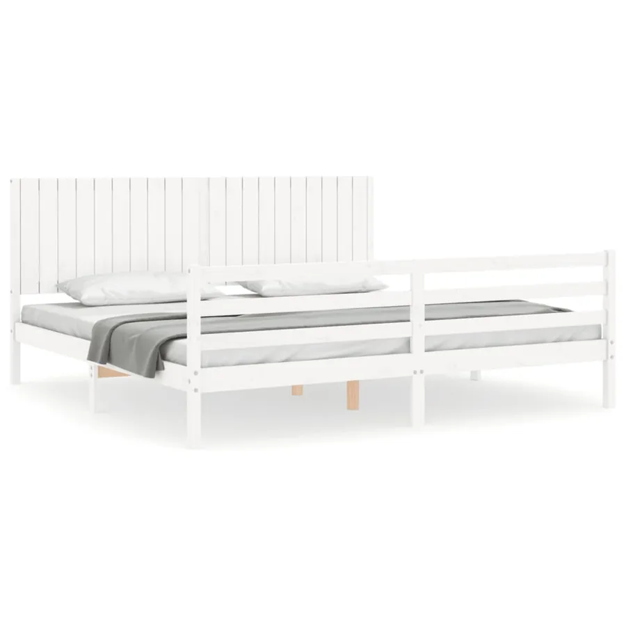 Cadre de lit sans matelas blanc 200x200 cm bois massif - 2