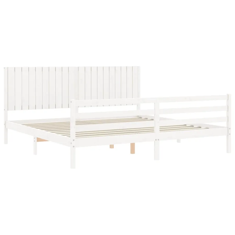 Cadre de lit sans matelas blanc 200x200 cm bois massif - 3