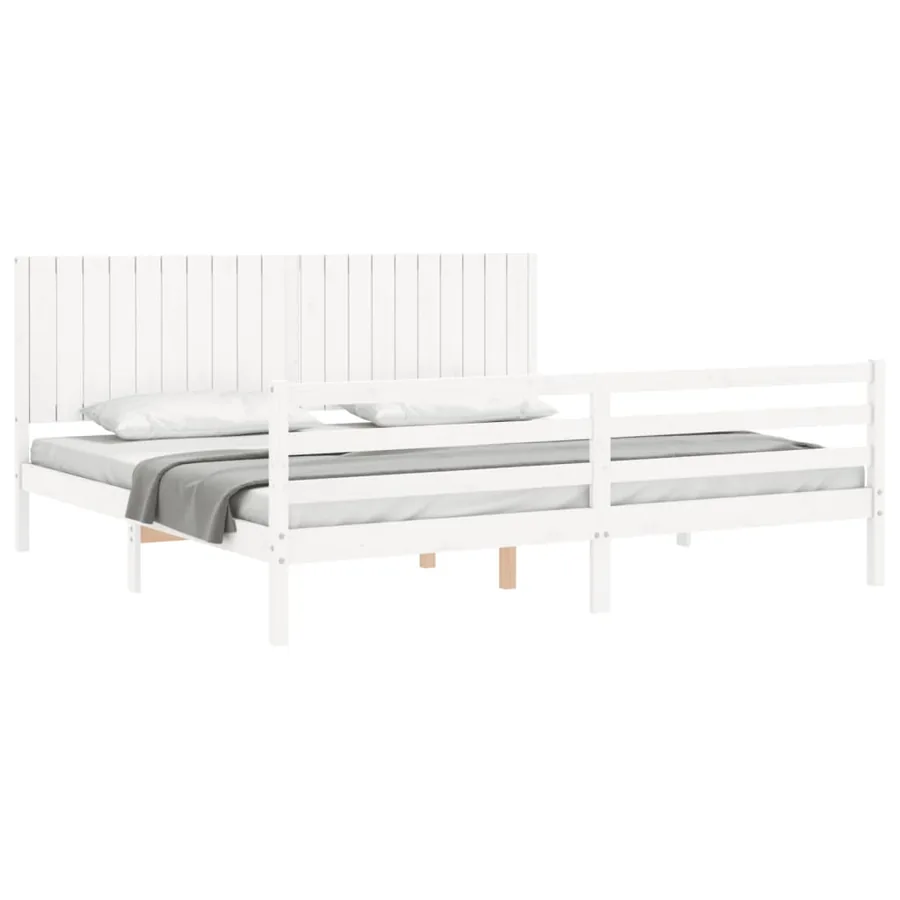 Cadre de lit sans matelas blanc 200x200 cm bois massif - 5