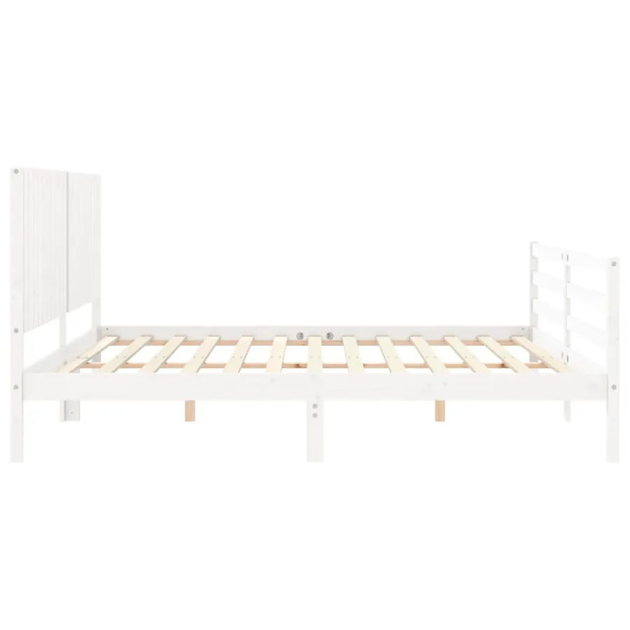 Cadre de lit sans matelas blanc 200x200 cm bois massif - 7