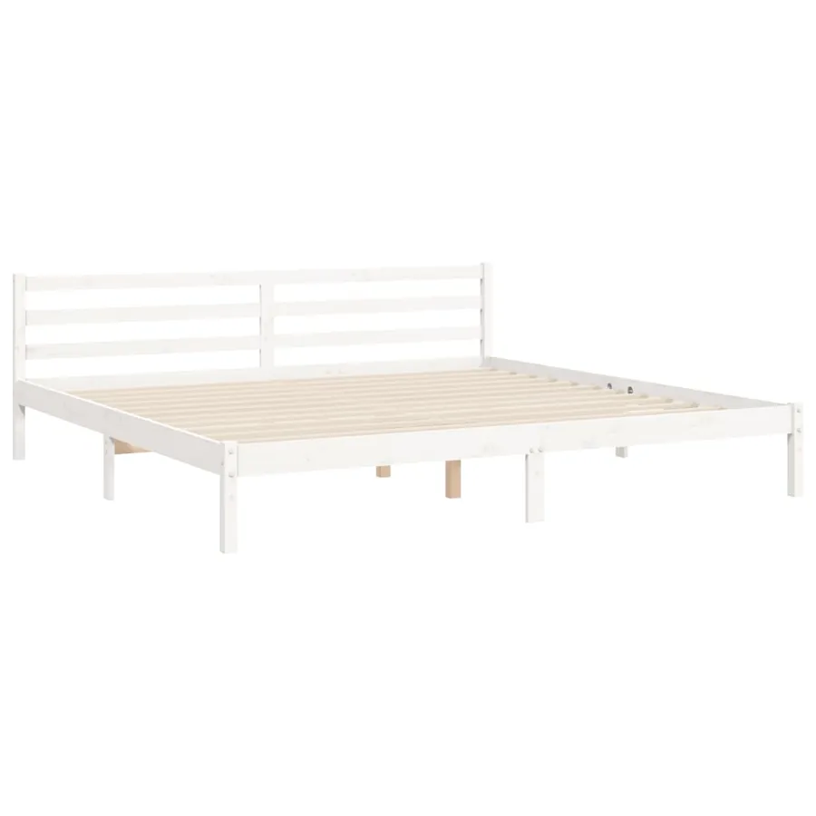 Cadre de lit sans matelas blanc 200x200 cm bois massif - 8