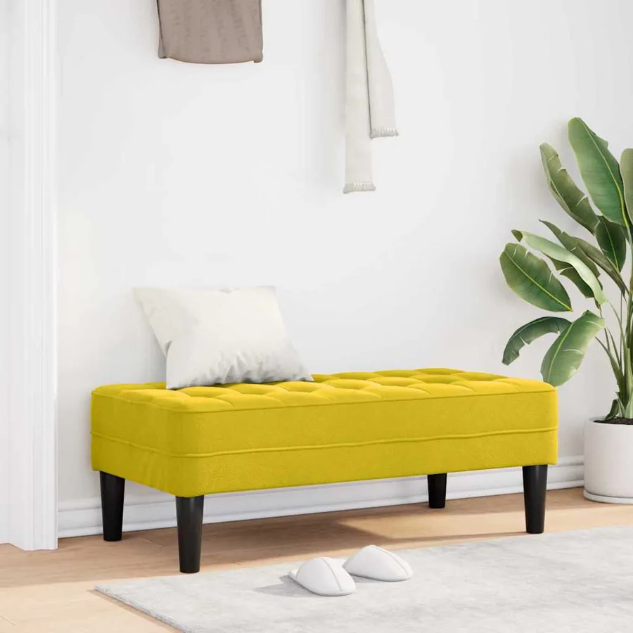 banc avec coussin Jaune 113 x 57 x 39 cm Velours