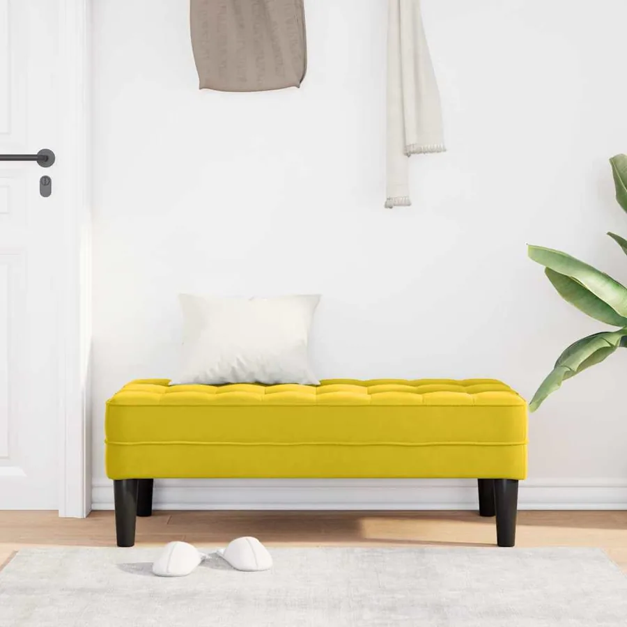 banc avec coussin Jaune 113 x 57 x 39 cm Velours - 3