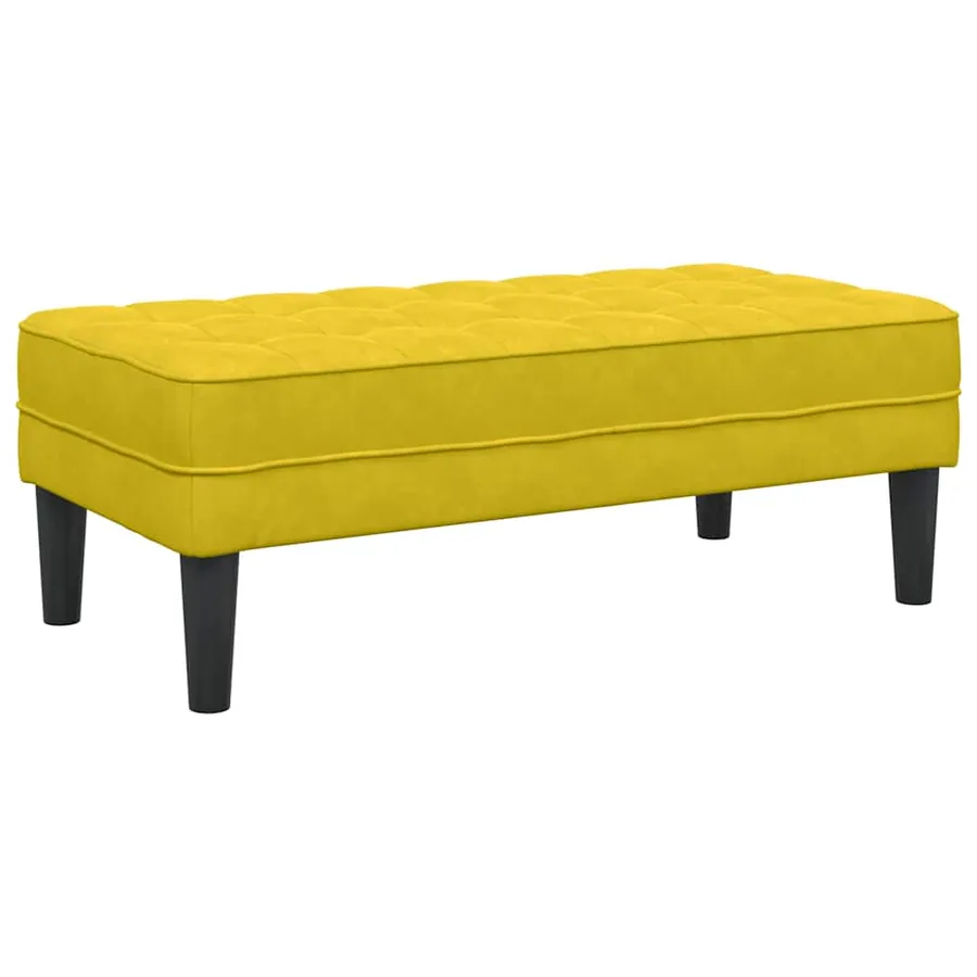 banc avec coussin Jaune 113 x 57 x 39 cm Velours - 6